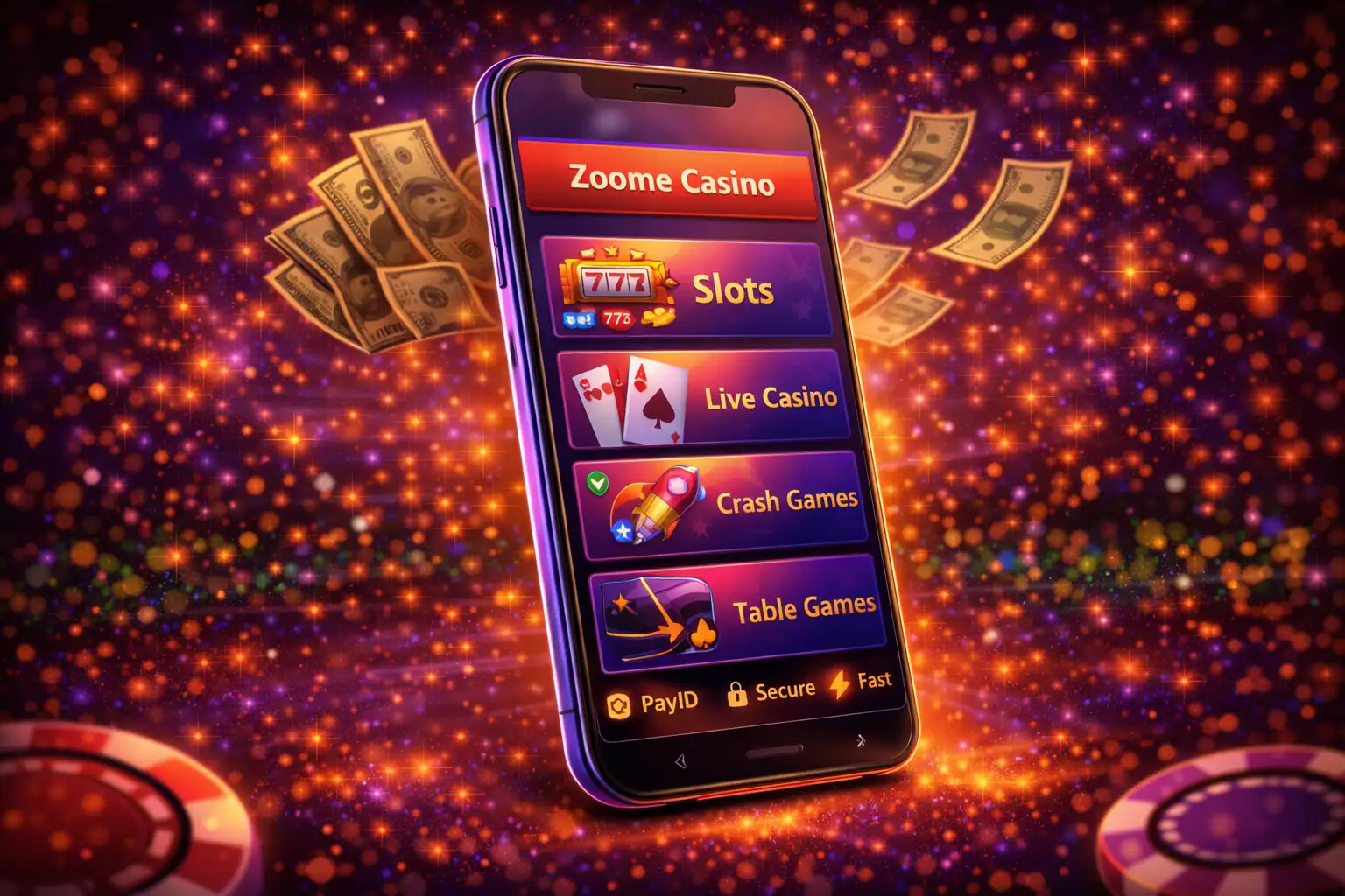 Zoome Casino Mobile Interface on Smartphone